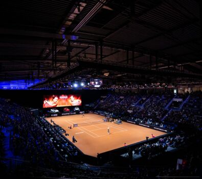 Tennisplatz des WTA Turniers Porsche Tennis Grand Prix in Stuttgart