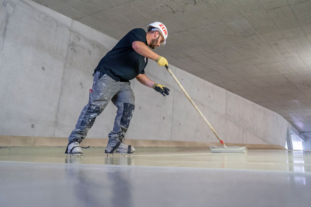 roll the floor coating on the ramp
