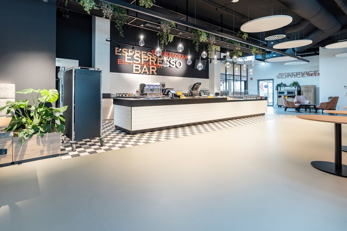 Floor coating in the company cafe